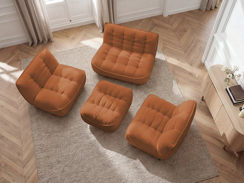BOBOCHIC Canapé 3 places avec pouf SERENA