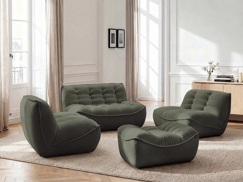 BOBOCHIC Divano 3 posti con pouf SERENA