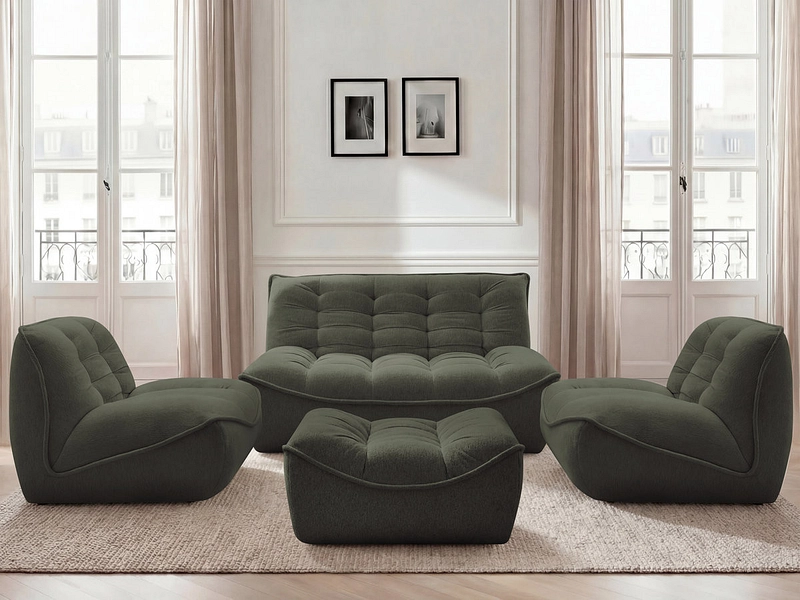 BOBOCHIC Divano 3 posti con pouf SERENA