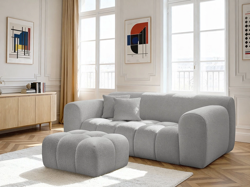 Canapé 2 places avec pouf BOBOCHIC MELISSE