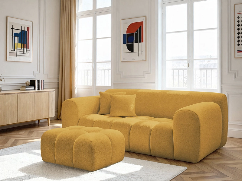 Canapé 2 places avec pouf BOBOCHIC MELISSE