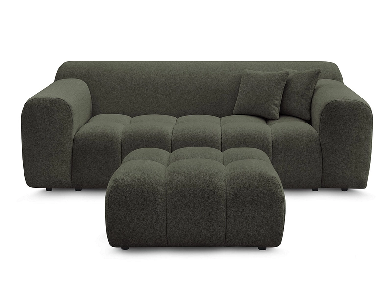 Canapé 2 places avec pouf BOBOCHIC MELISSE