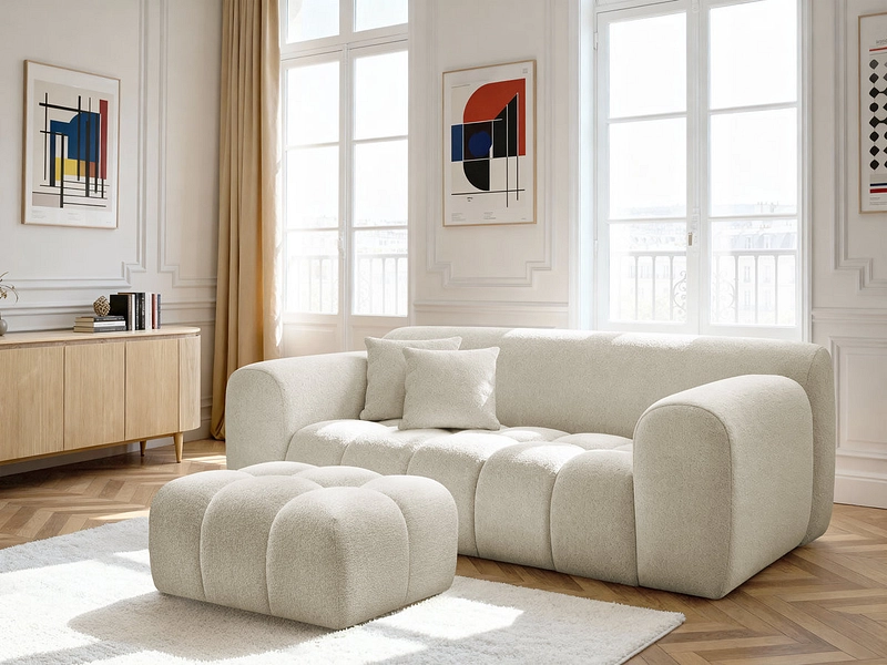 Canapé 2 places avec pouf BOBOCHIC MELISSE Canapé 2 places avec pouf BOBOCHIC MELISSE