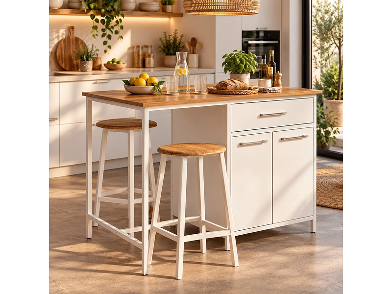 Îlot central BARHUB mdf blanc Îlot central BARHUB mdf blanc