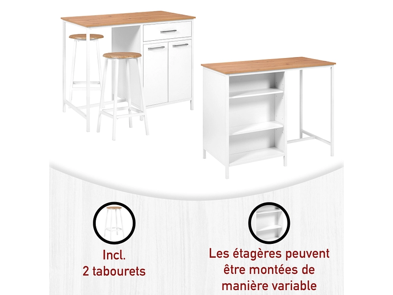Îlot central BARHUB mdf blanc Îlot central BARHUB mdf blanc