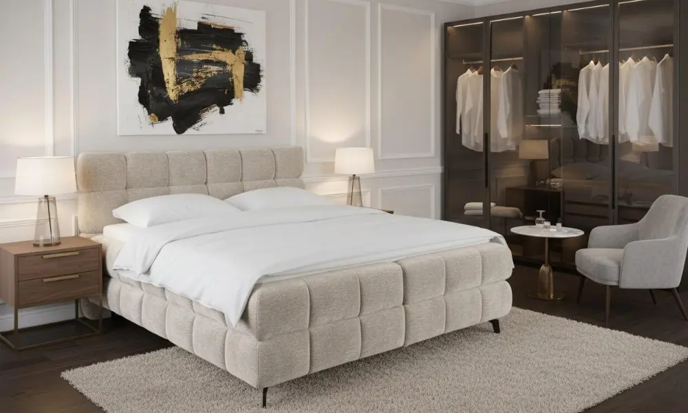 Boxspringbett im eleganten Schlafzimmer