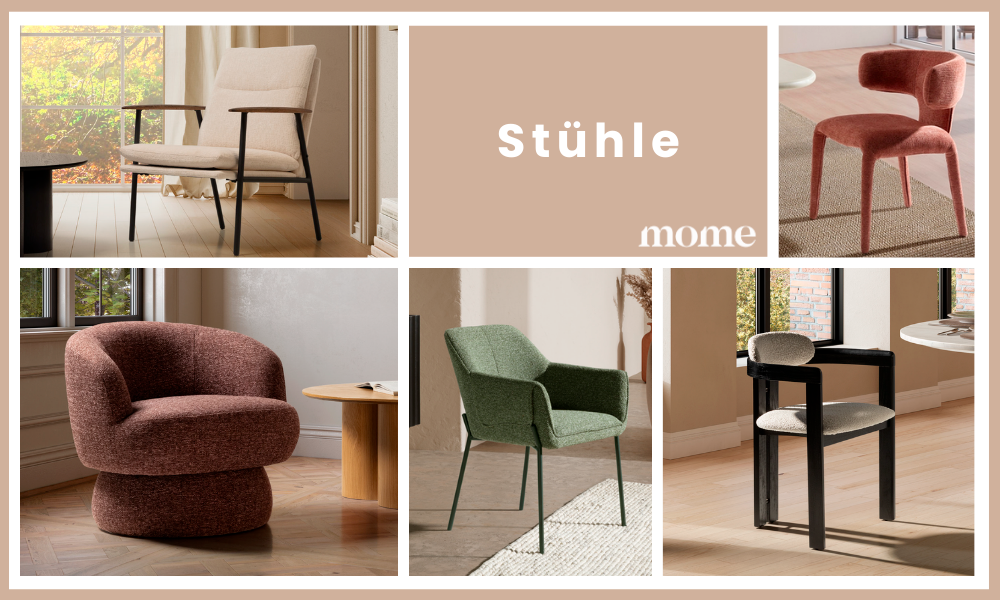 Verschiedene Mome-Stühle in modernen Esszimmern