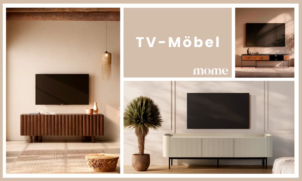 Mehrere TV-Mobel von Mome in eleganten Wohnzimmern