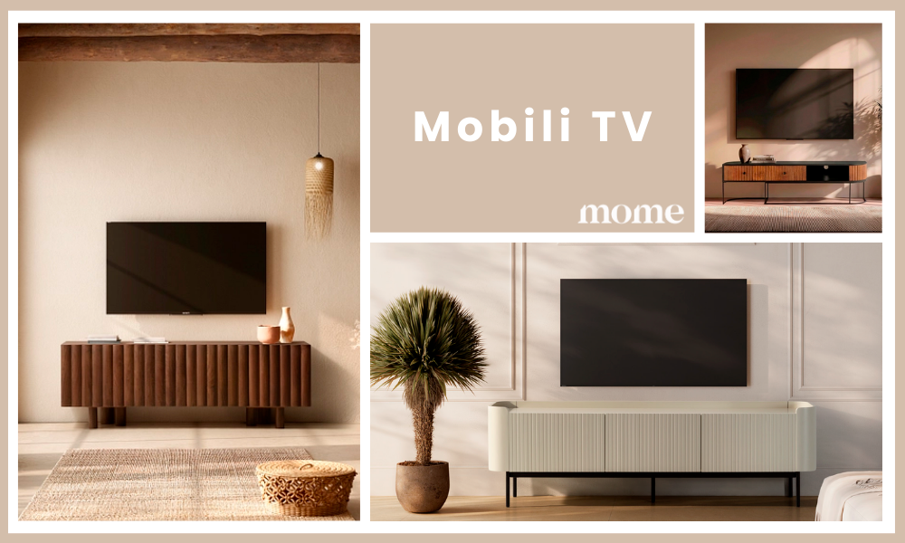 diversi mobili TV Mome in salotti eleganti