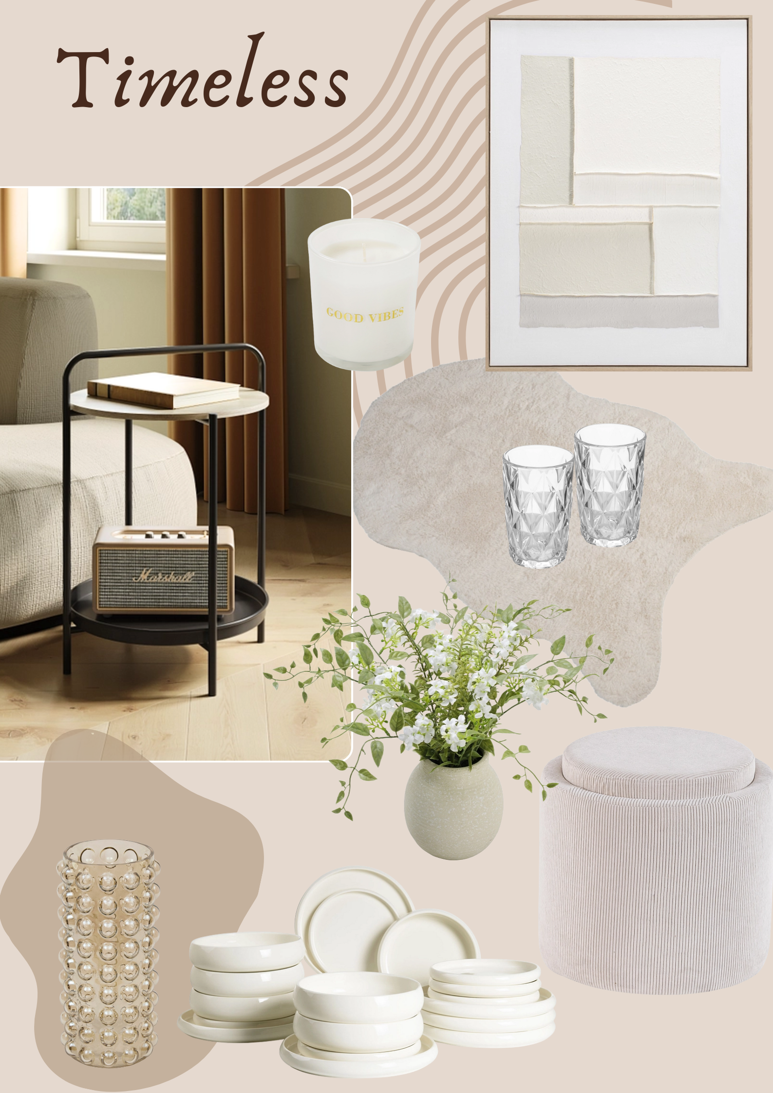 Inspiration für eine schlichte, beigefarbene Frühlingsdekoration